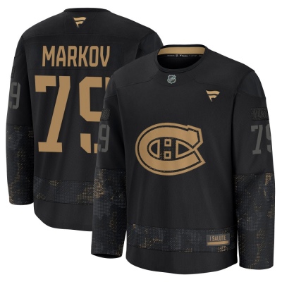 Men's Andrei Markov Montreal Canadiens Fanatics 2024 Military Appreciation Practice Jersey - Premium Black