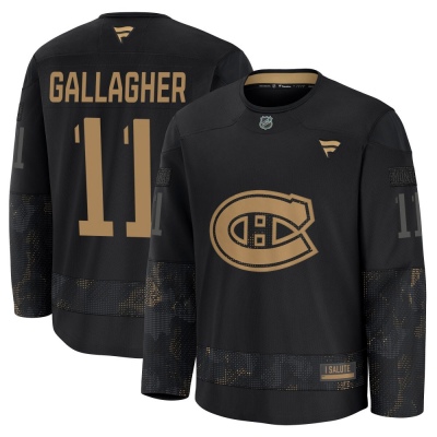 Men's Brendan Gallagher Montreal Canadiens Fanatics 2024 Military Appreciation Practice Jersey - Premium Black