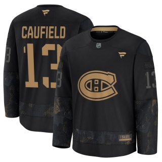 Men's Cole Caufield Montreal Canadiens Fanatics 2024 Military Appreciation Practice Jersey - Premium Black