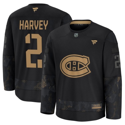 Men's Doug Harvey Montreal Canadiens Fanatics 2024 Military Appreciation Practice Jersey - Premium Black