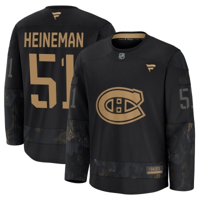 Men's Emil Heineman Montreal Canadiens Fanatics 2024 Military Appreciation Practice Jersey - Premium Black