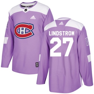 Men's Gustav Lindstrom Montreal Canadiens Adidas Fights Cancer Practice Jersey - Authentic Purple