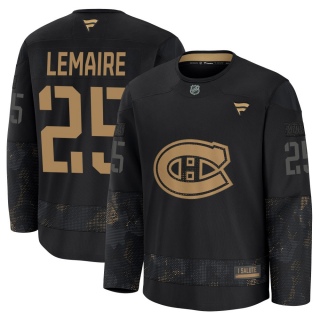 Men's Jacques Lemaire Montreal Canadiens Fanatics 2024 Military Appreciation Practice Jersey - Premium Black