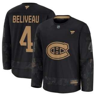 Men's Jean Beliveau Montreal Canadiens Fanatics 2024 Military Appreciation Practice Jersey - Premium Black