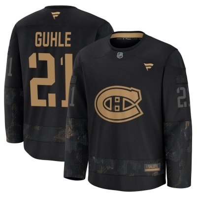 Men's Kaiden Guhle Montreal Canadiens Fanatics 2024 Military Appreciation Practice Jersey - Premium Black