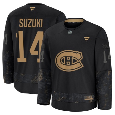 Men's Nick Suzuki Montreal Canadiens Fanatics 2024 Military Appreciation Practice Jersey - Premium Black