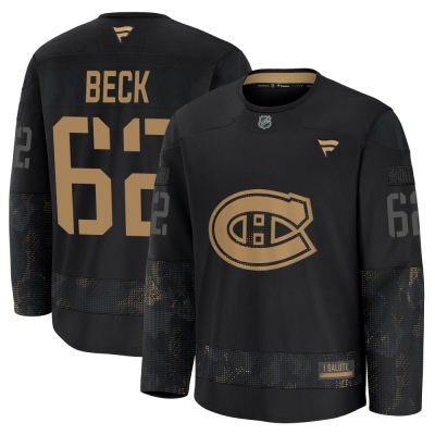 Men's Owen Beck Montreal Canadiens Fanatics 2024 Military Appreciation Practice Jersey - Premium Black