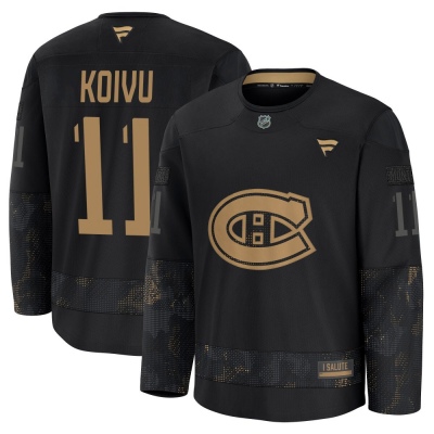 Men's Saku Koivu Montreal Canadiens Fanatics 2024 Military Appreciation Practice Jersey - Premium Black