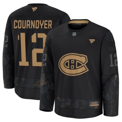 Men's Yvan Cournoyer Montreal Canadiens Fanatics 2024 Military Appreciation Practice Jersey - Premium Black