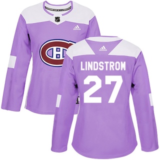 Women's Gustav Lindstrom Montreal Canadiens Adidas Fights Cancer Practice Jersey - Authentic Purple