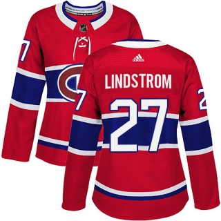 Women's Gustav Lindstrom Montreal Canadiens Adidas Home Jersey - Authentic Red