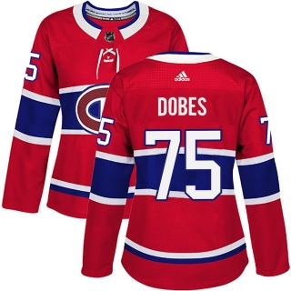 Women's Jakub Dobes Montreal Canadiens Adidas Home Jersey - Authentic Red