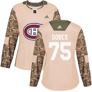 Women's Jakub Dobes Montreal Canadiens Adidas Veterans Day Practice Jersey - Authentic Camo