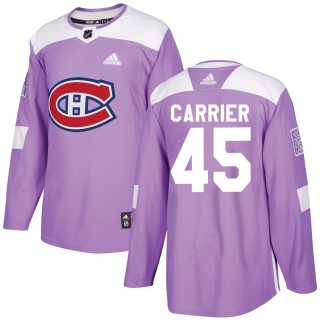 Youth Alexandre Carrier Montreal Canadiens Adidas Fights Cancer Practice Jersey - Authentic Purple