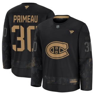 Youth Cayden Primeau Montreal Canadiens Fanatics 2024 Military Appreciation Practice Jersey - Premium Black