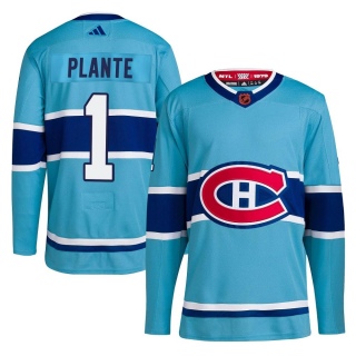 Youth Jacques Plante Montreal Canadiens Adidas Reverse Retro 2.0 Jersey - Authentic Light Blue