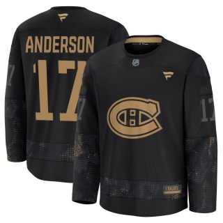 Youth Josh Anderson Montreal Canadiens Fanatics 2024 Military Appreciation Practice Jersey - Premium Black