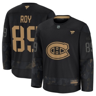 Youth Joshua Roy Montreal Canadiens Fanatics 2024 Military Appreciation Practice Jersey - Premium Black