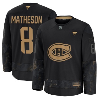 Youth Mike Matheson Montreal Canadiens Fanatics 2024 Military Appreciation Practice Jersey - Premium Black