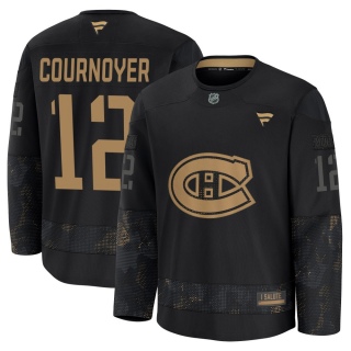 Youth Yvan Cournoyer Montreal Canadiens Fanatics 2024 Military Appreciation Practice Jersey - Premium Black